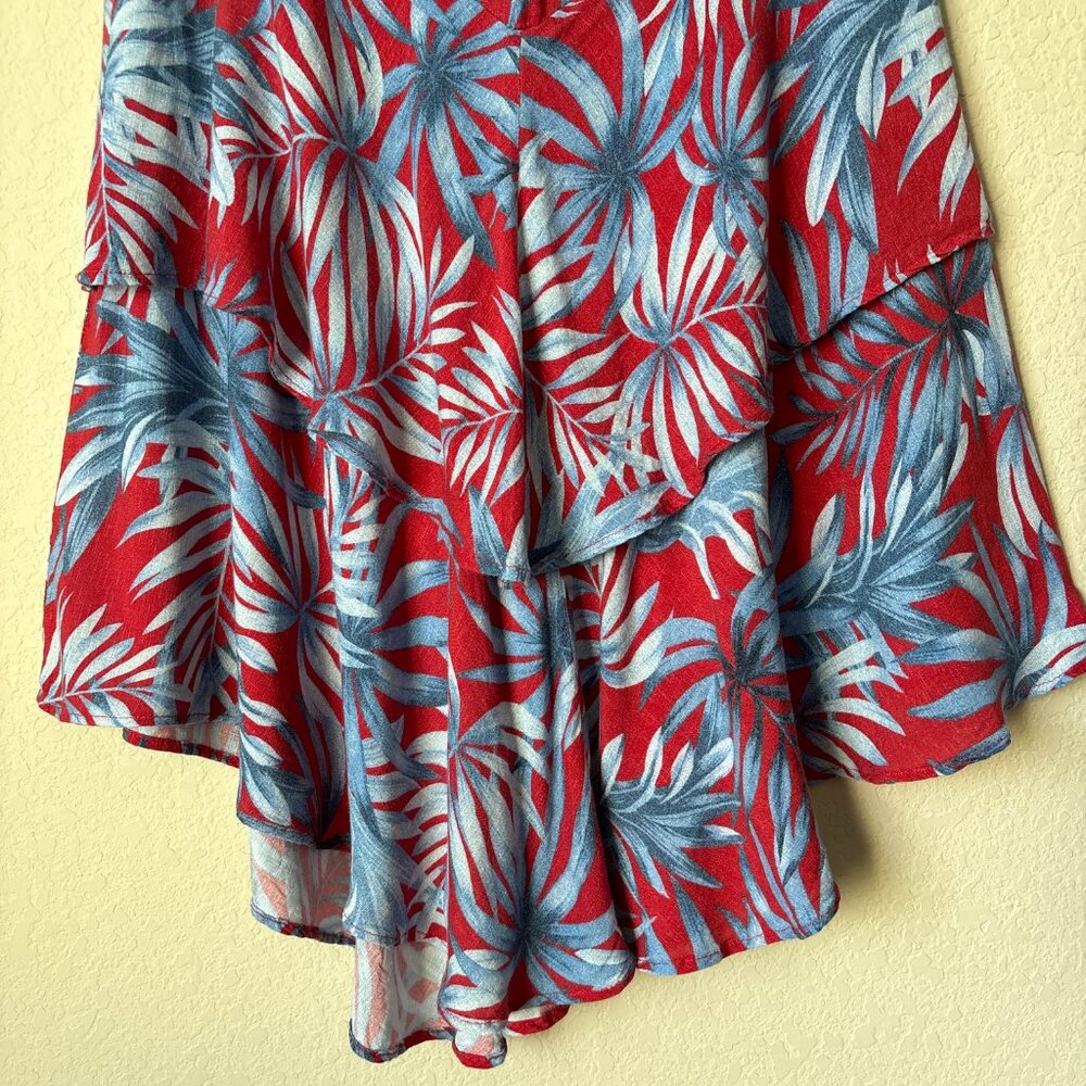 Farm Rio Tropical Leaf Printed Tiered Ruffle Skirt - Picture 5 of 8